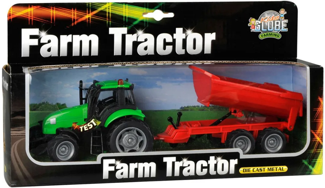 Kids Globe Tractor met Aanhanger Licht & Geluid 1:32