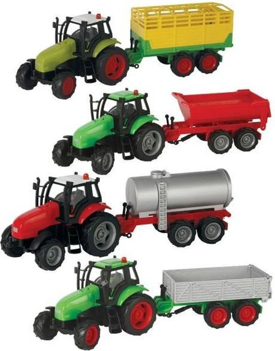 Kids Globe Tractor met Aanhanger Licht & Geluid 1:32