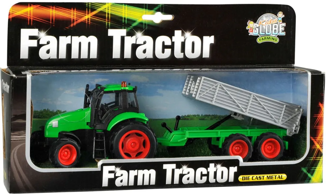 Kids Globe Tractor met Aanhanger Licht & Geluid 1:32