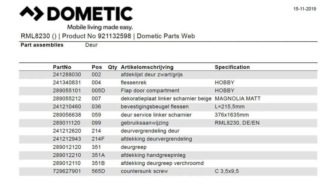 Dometic Flessenrek RML8230 - Blauw
