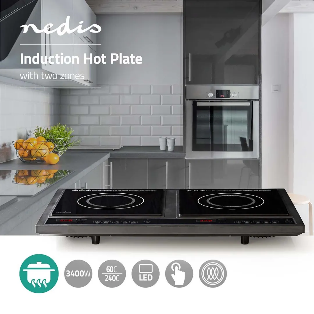 Nedis KAIP112C2 Inductiekookplaat 3400W - Zwart