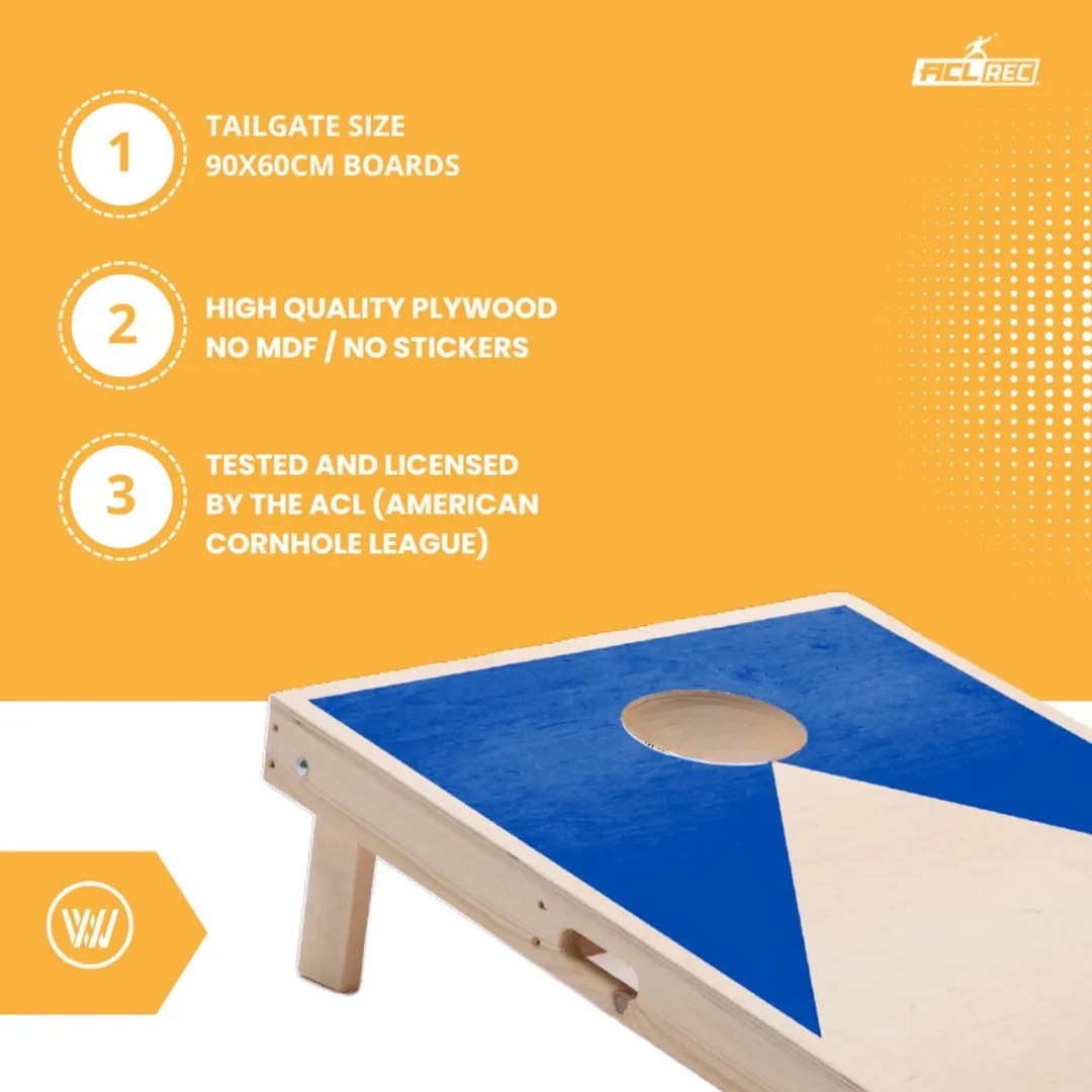 Wicked Wood Games Cornhole Set Blauw Design 90x60cm - 2 Boards + 8 Zakjes