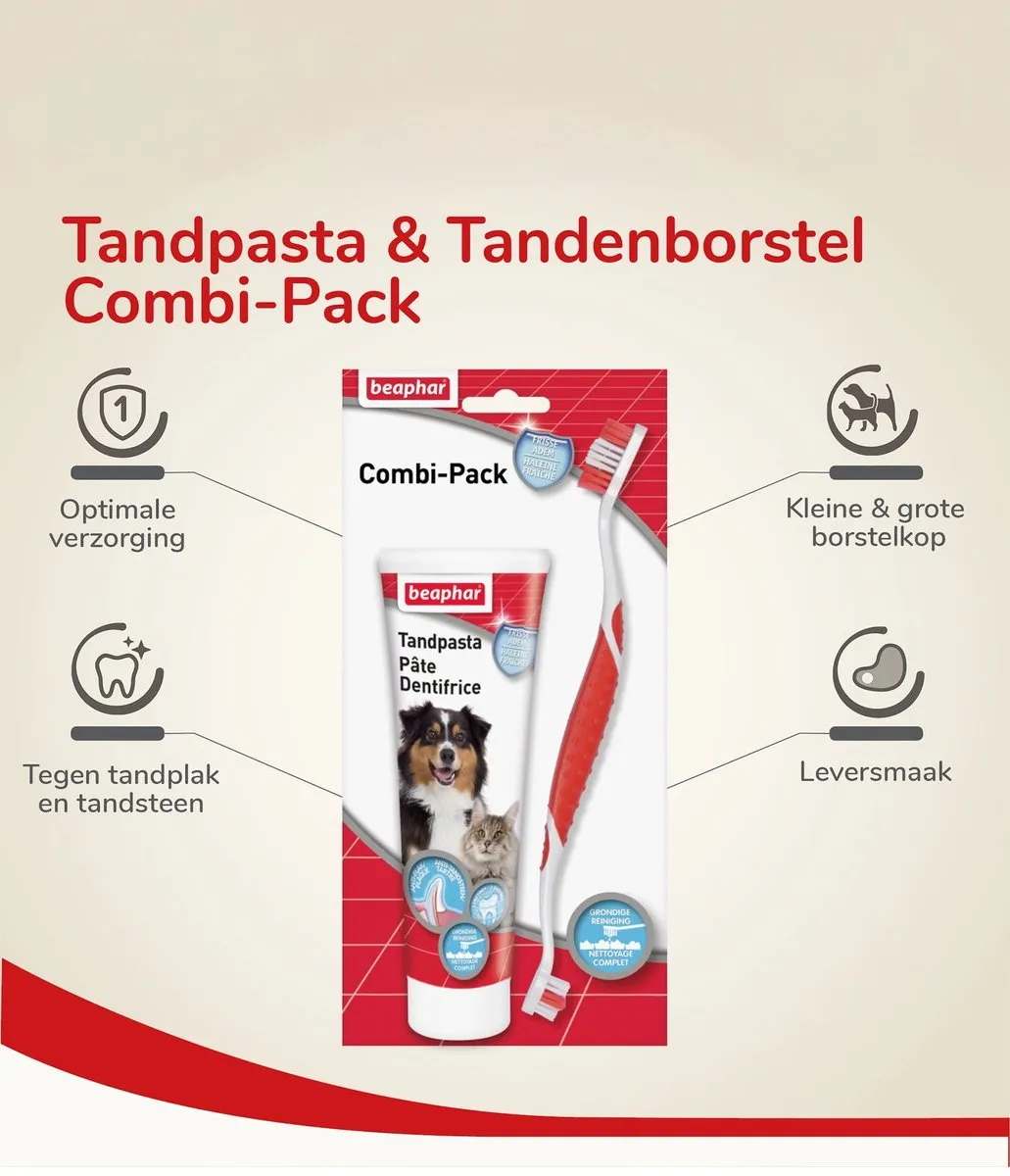 Beaphar Hondentandenborstel & Tandpasta Combi - 1 Stuk