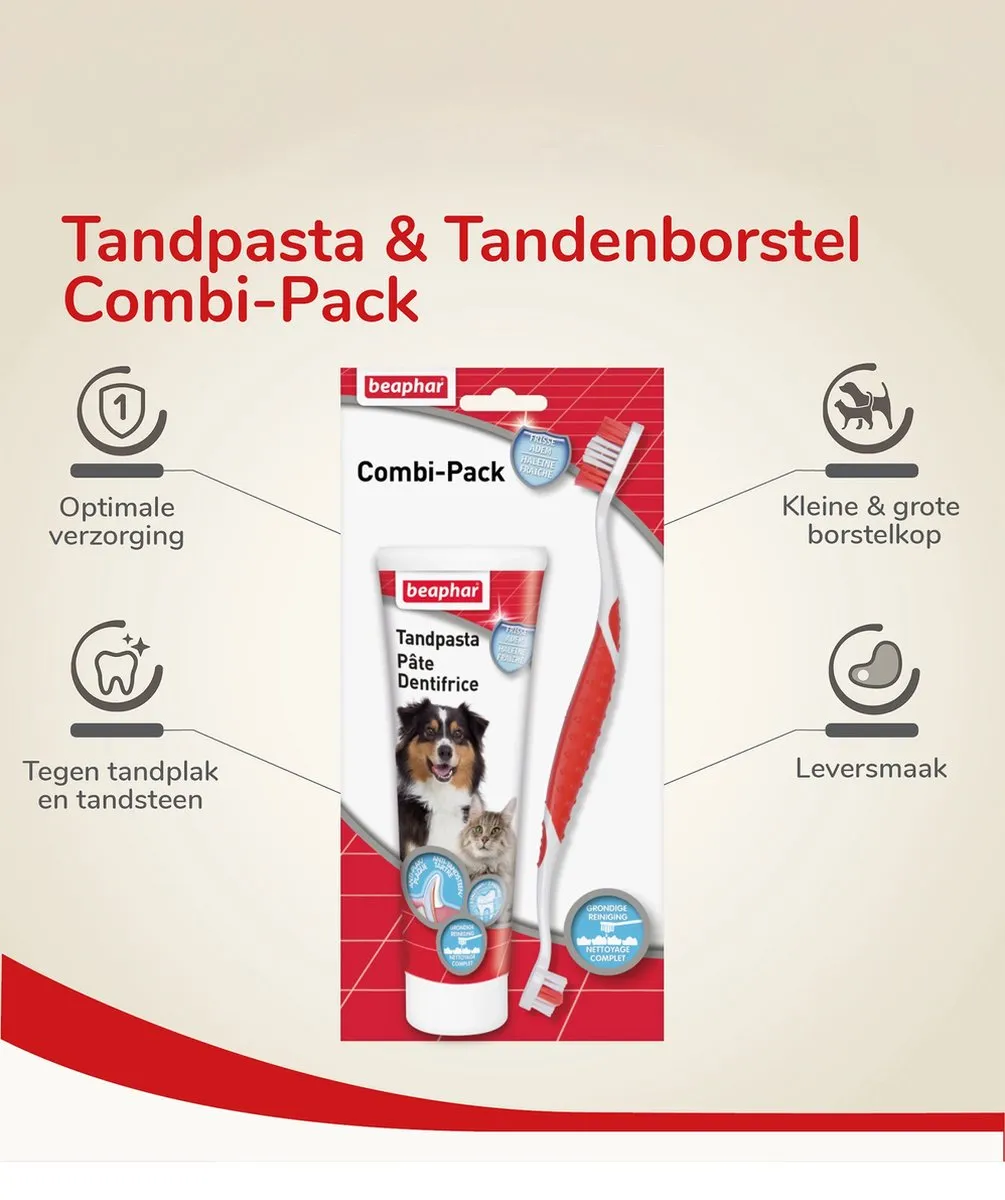 Beaphar Hondentandenborstel & Tandpasta Combi - 1 Stuk