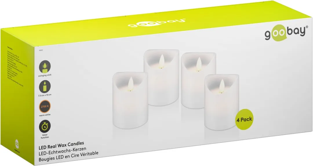 Goobay LED Waskaarsen 4 Stuks - Warmwit