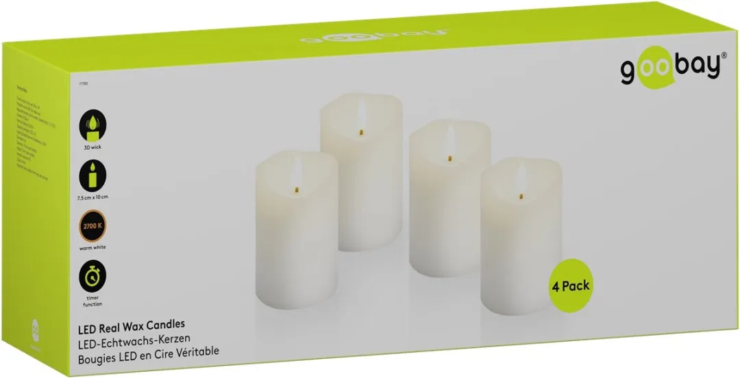 Goobay LED Waskaarsen 4 Stuks - Warmwit
