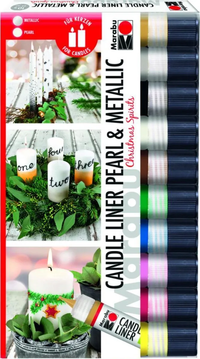 Marabu Candle Liner Christmas Spirits Set - 10 Kleuren 250ml