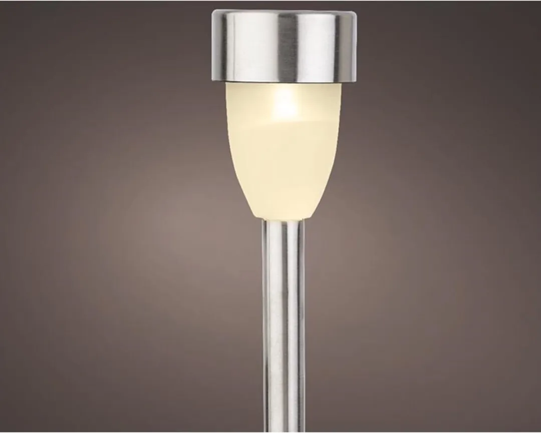 Tuinlamp LED solar - warm wit - RVS/kunststof - 26 cm - type Nova