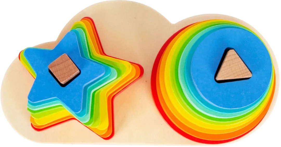 Small Foot Houten Stapeltoren Regenboog Cirkel en Ster 19-delig