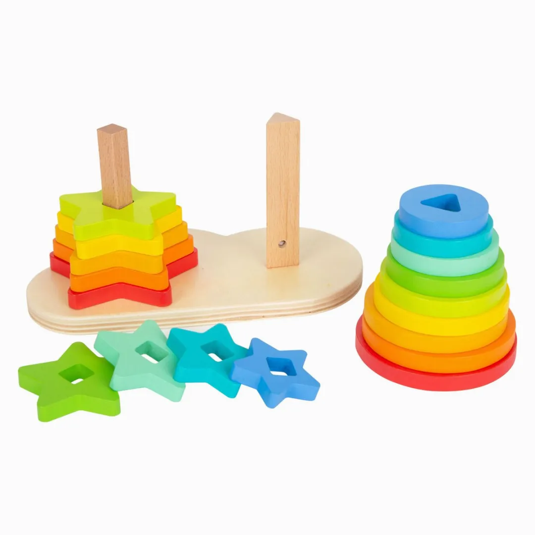Small Foot Houten Stapeltoren Regenboog Cirkel en Ster 19-delig