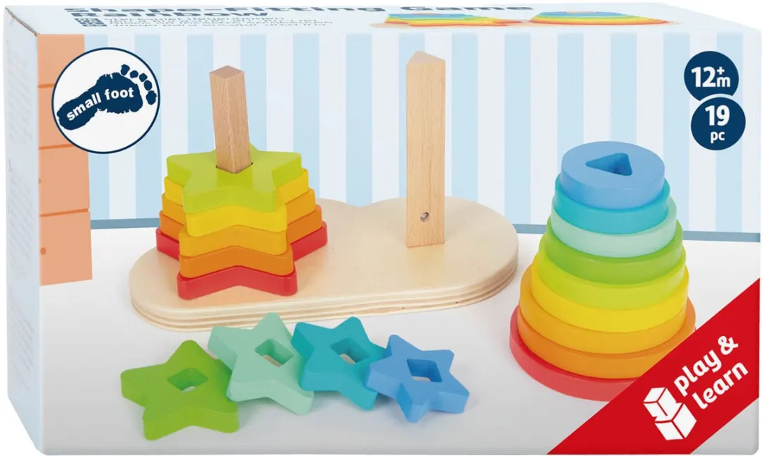 Small Foot Houten Stapeltoren Regenboog Cirkel en Ster 19-delig