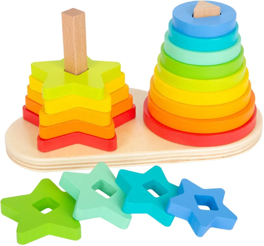 Small Foot Houten Stapeltoren Regenboog Cirkel en Ster 19-delig