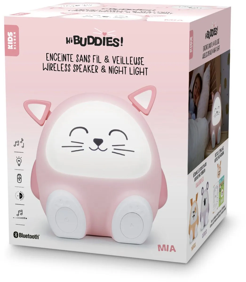 Bigben Mia de Kat Bluetooth Speaker - Nachtlamp Roze