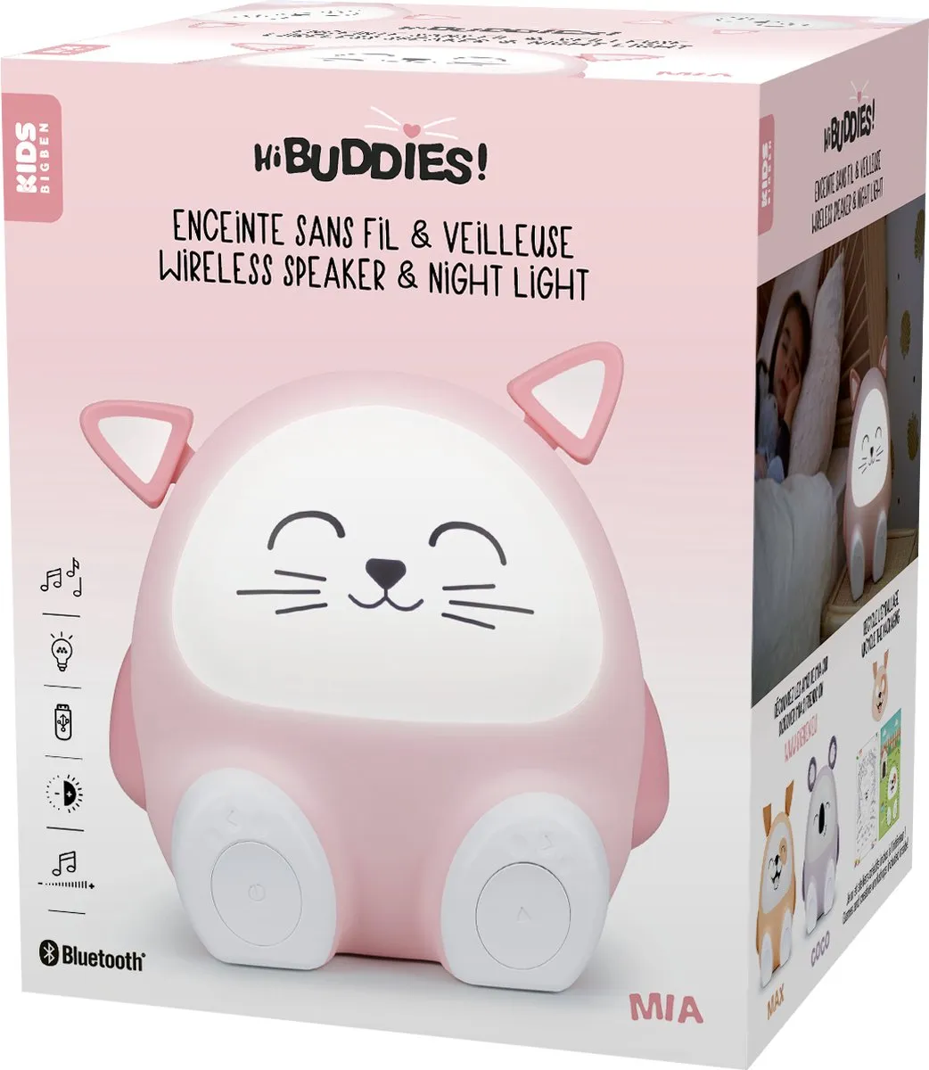 Bigben Mia de Kat Bluetooth Speaker - Nachtlamp Roze - afbeelding 6 van 6