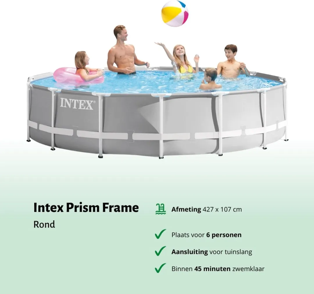 Intex Rond Prism Frame Zwembad 427x107cm - Grijs