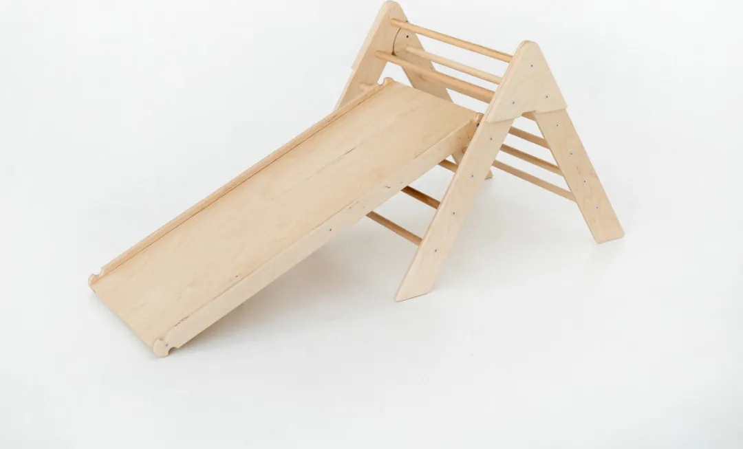 Luna Toys Houten Klimrek met Glijbaan - Montessori - Naturel ECO Hout