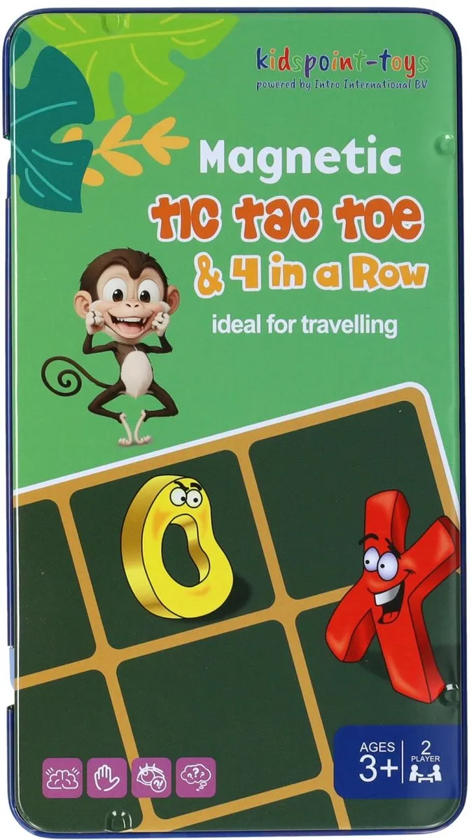 kidspoint-toys Magnetisch Reisspel in Blik - Tic Tac Toe & 4 op een Rij