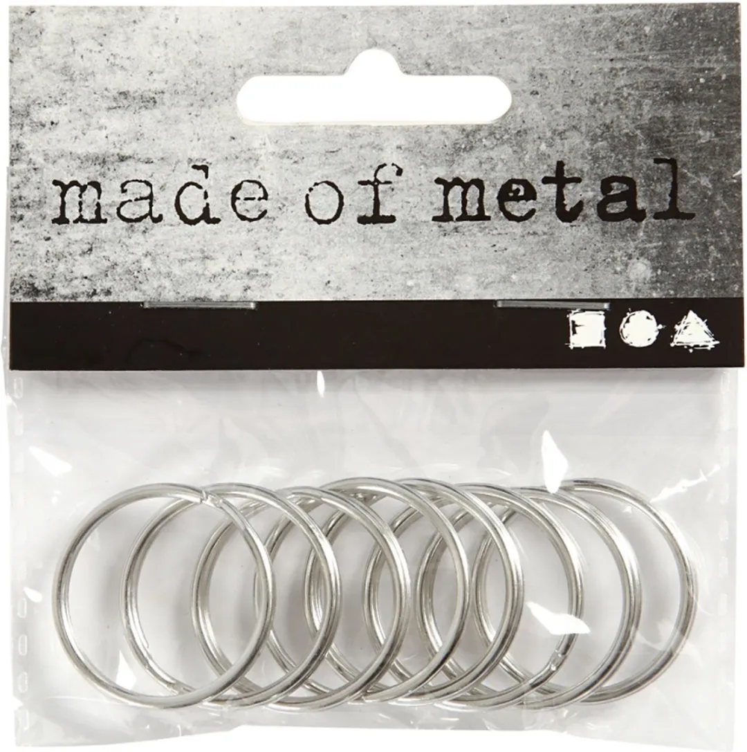 Creativ Company Sleutelhanger Ring 25mm - Zilver - 8 Stuks