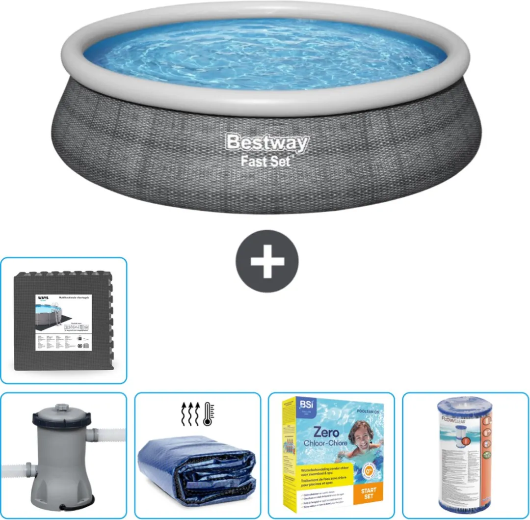 Bestway Fast Set Rond Zwembad 457cm - 9677L - Grijs