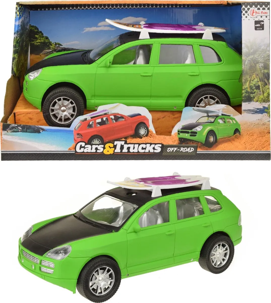 Toi-Toys Auto met Surfboard Groen 31cm
