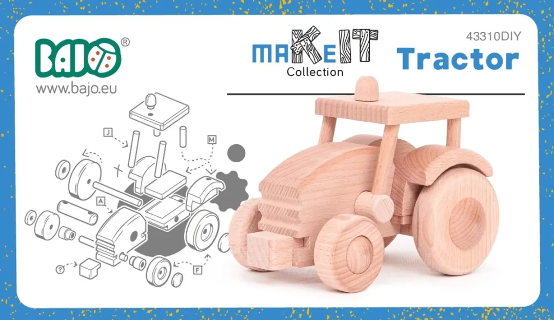 Bajo - Houten Bouwpakket - Traktor - Constructiespeelgoed - 3+ Jaar