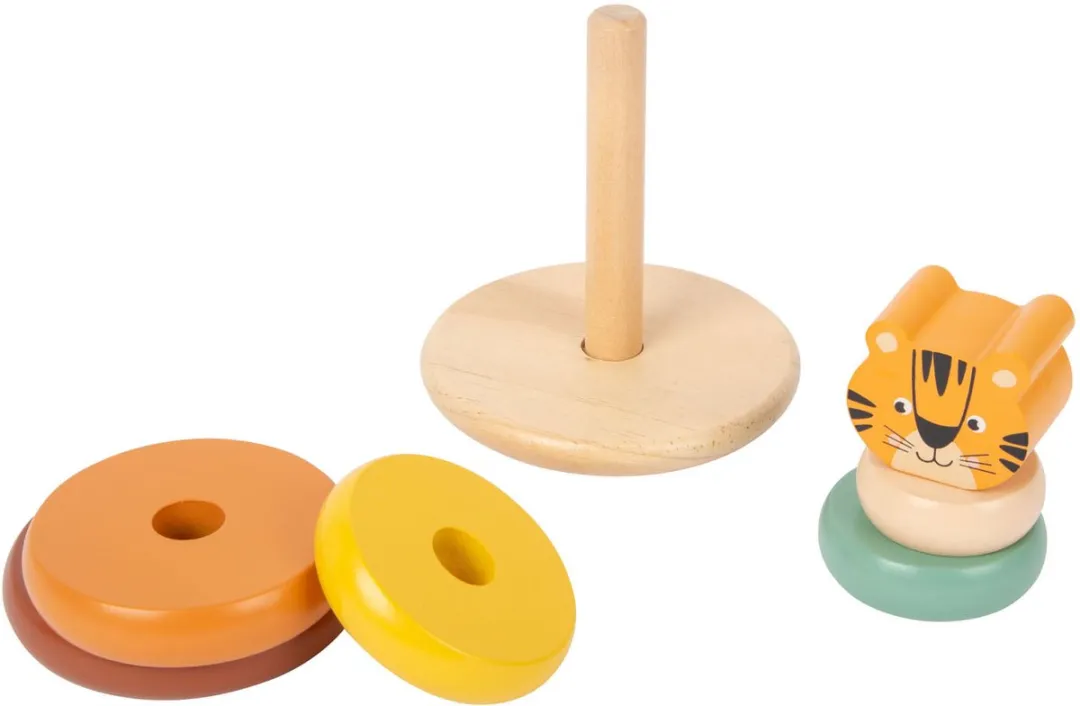 Small Foot Houten Stapeltoren Safari Tijger - 10 Stuks - Multicolor