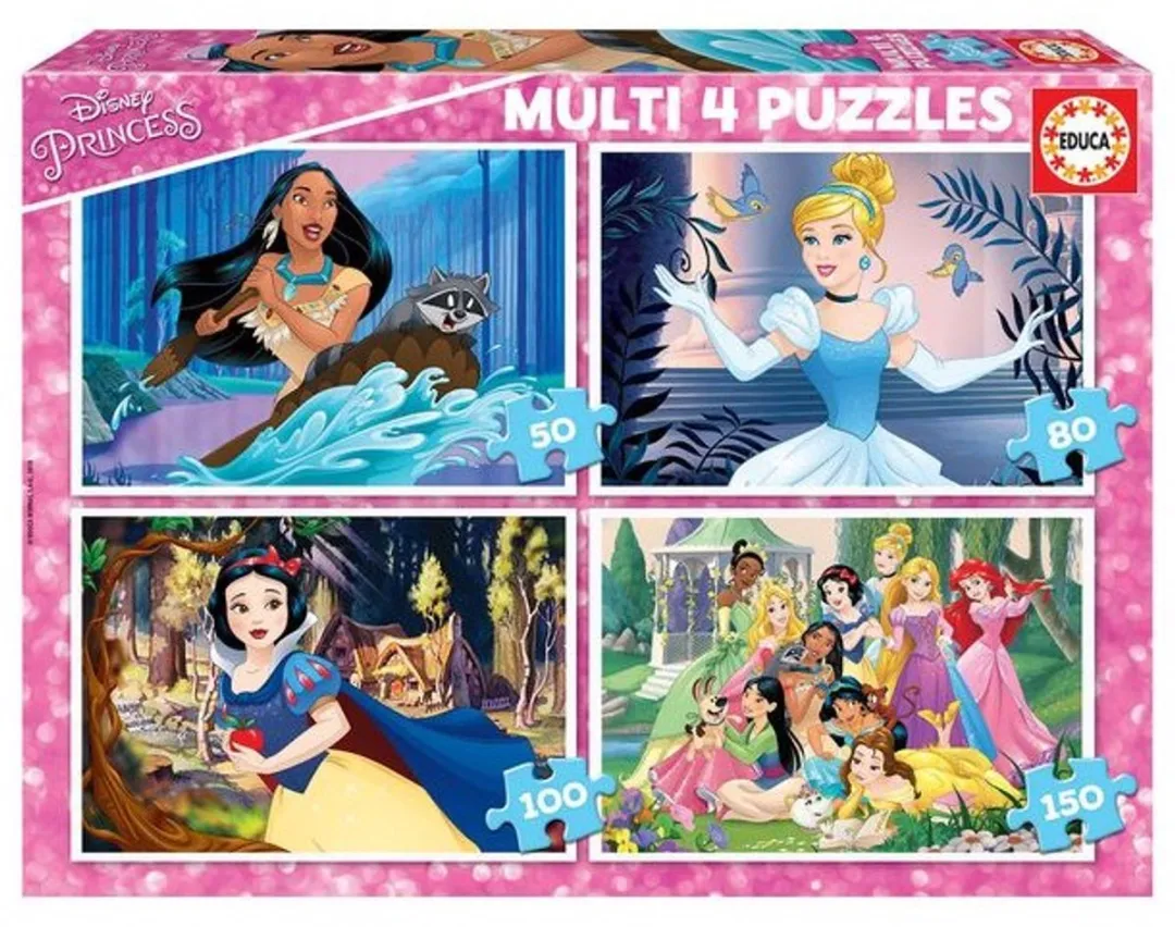 Educa Disney Prinsessen 4-in-1 Legpuzzel - Multicolor