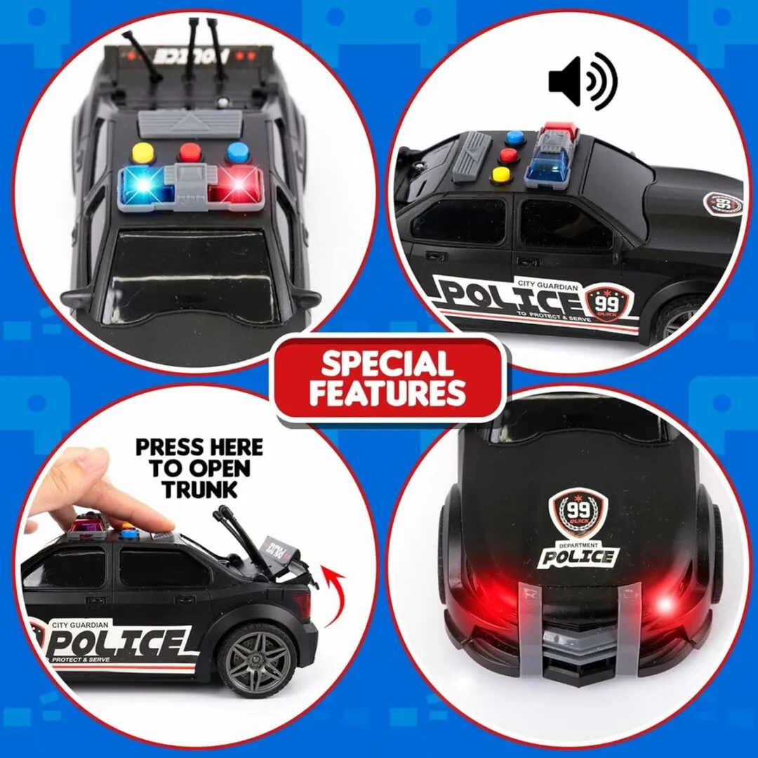 698 Jian Sheng Toys Politieauto 24cm - Frictiemotor - Geluid & Licht - 3x AAA