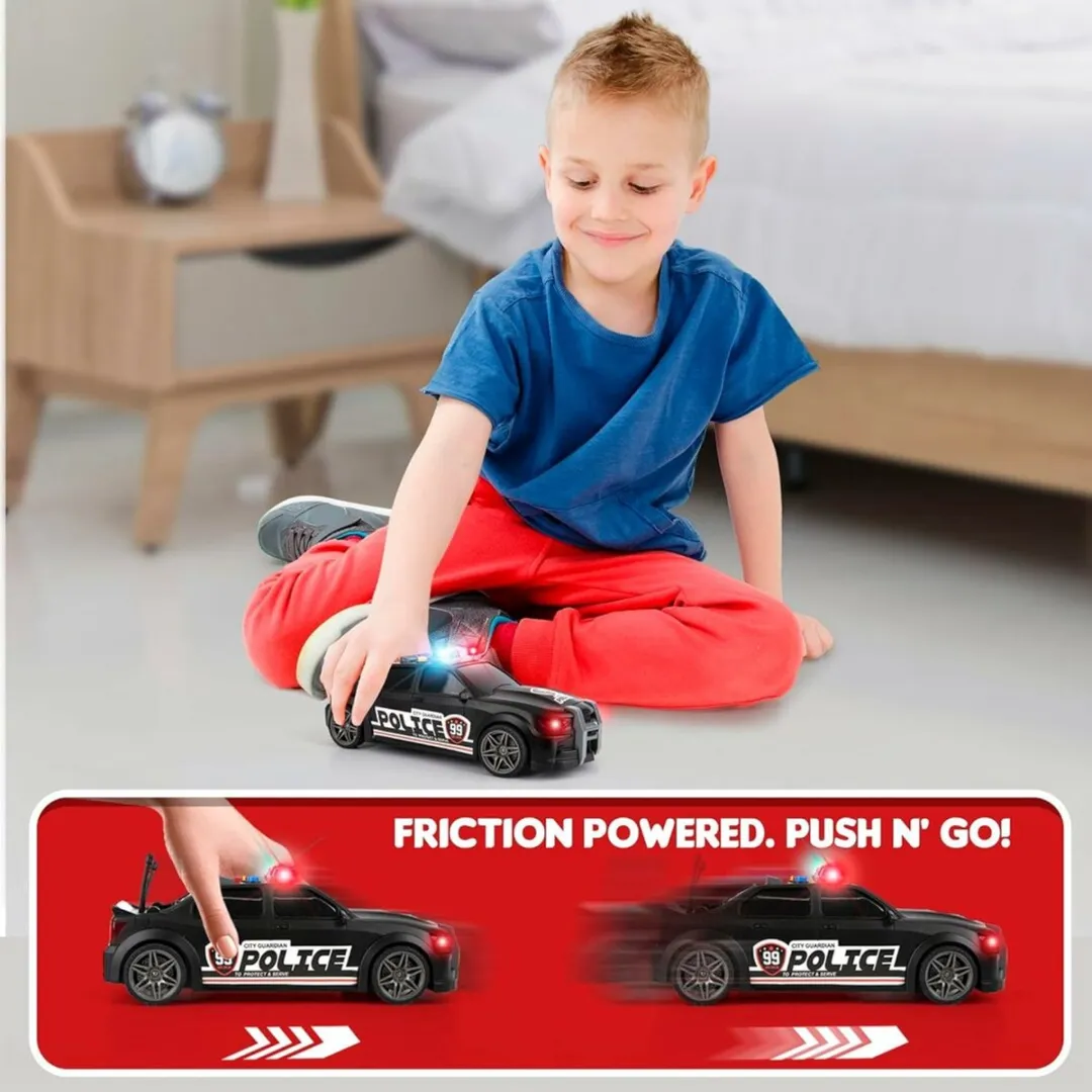 698 Jian Sheng Toys Politieauto 24cm - Frictiemotor - Geluid & Licht - 3x AAA