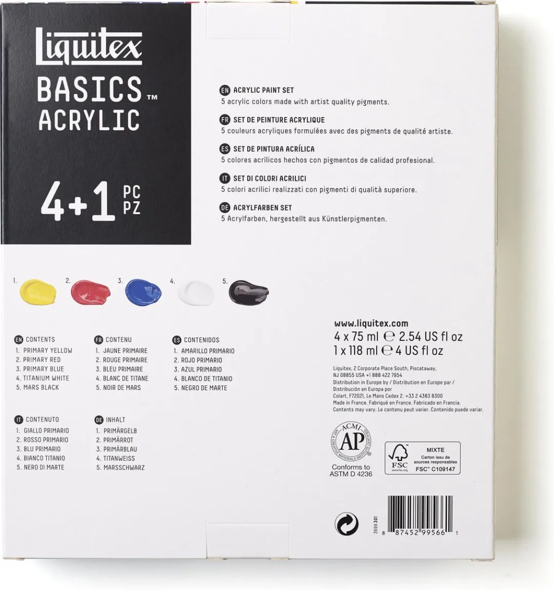 Liquitex Basics Acrylverf Set 5 Stuks - 75ml + 118ml Wit