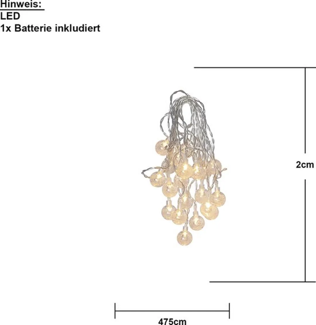 Star Trading Solar Lichtketting Globini 4,75m - Warm Wit - 20 Stuks