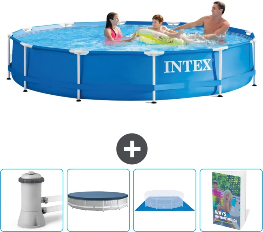 Intex 28210NP-Blauw Rond Frame Zwembad 366x76cm