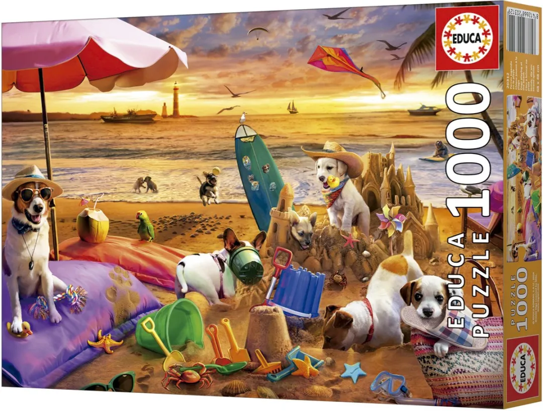Educa Honden op het Strand Puzzel 1000 Stuks - Multicolor