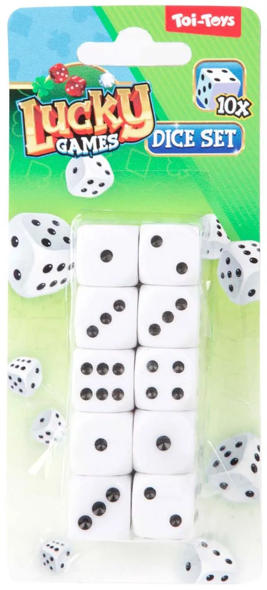 Toi-Toys Lucky Games Dobbelsteen op Kaart 10 Stuks