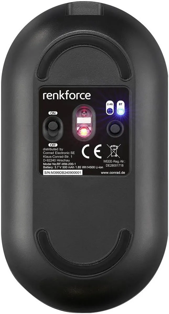 Renkforce RF-WM-200-1 Draadloze Muis - 3 Toetsen 4000 dpi - Zwart