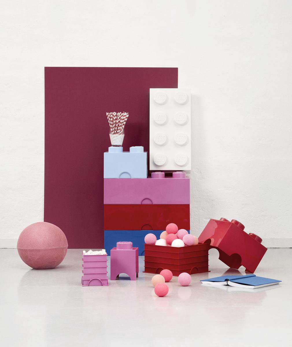 Lego Storage Brick - Rond - 12,5 cm x 12,5 cm x 18 cm - Roze