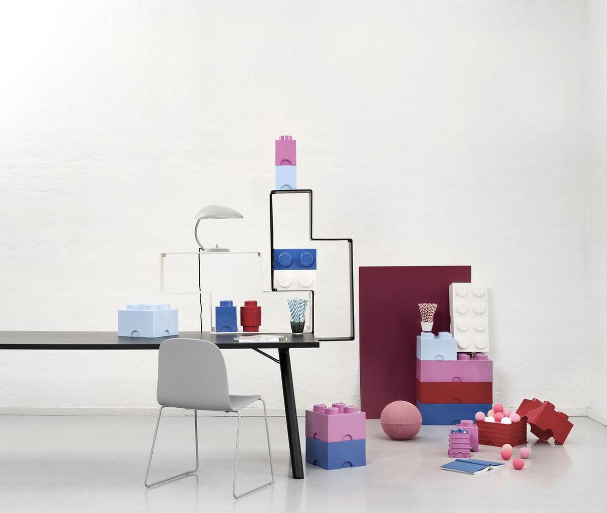 Lego Storage Brick - Rond - 12,5 cm x 12,5 cm x 18 cm - Roze