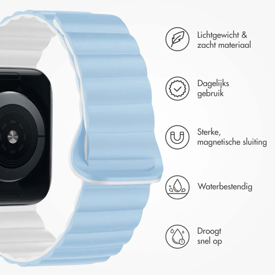 Imoshion Magnetisch Siliconen Bandje Apple Watch 44-49mm - Blauw & Wit