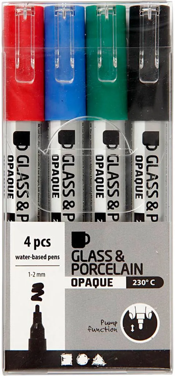 Creativ Company Glas- en Porseleinstift Set - 4 Stuks Divers