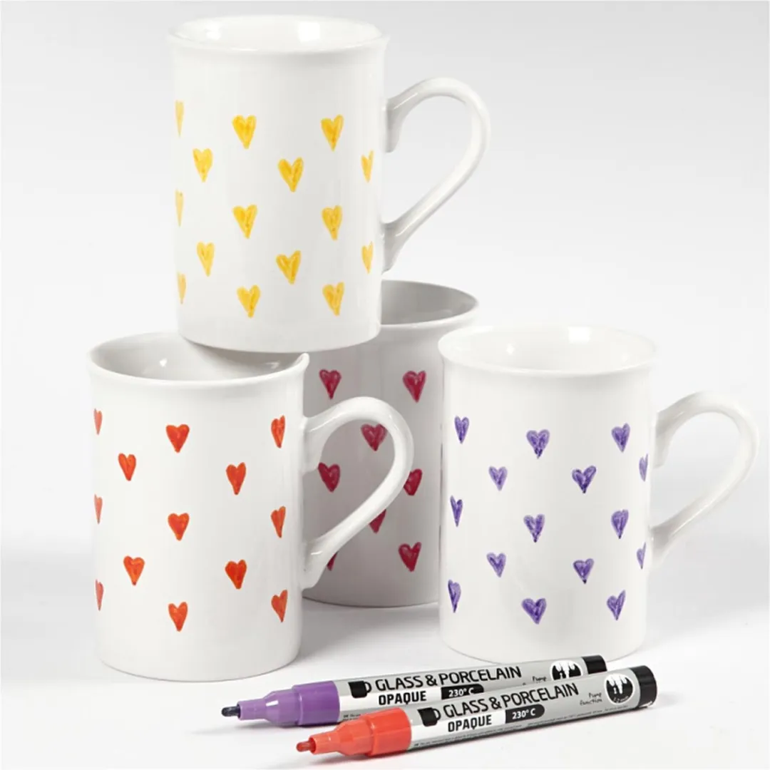 Creativ Company Glas- en Porseleinstift Set - 4 Stuks Divers