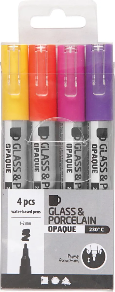 Creativ Company Glas- en Porseleinstift Set - 4 Stuks Divers