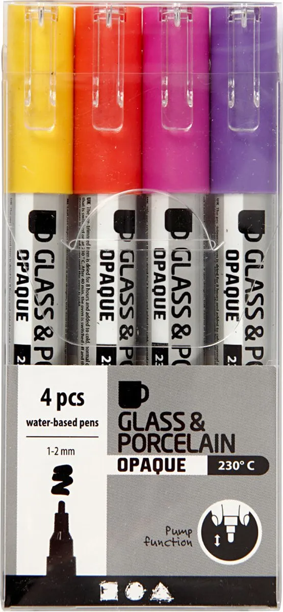 Creativ Company Glas- en Porseleinstift Set - 4 Stuks Divers