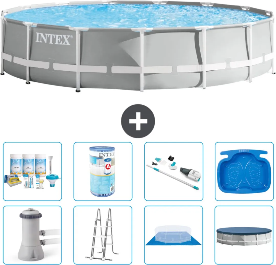Intex Rond Prism Frame Zwembad 457x107cm - Grijs