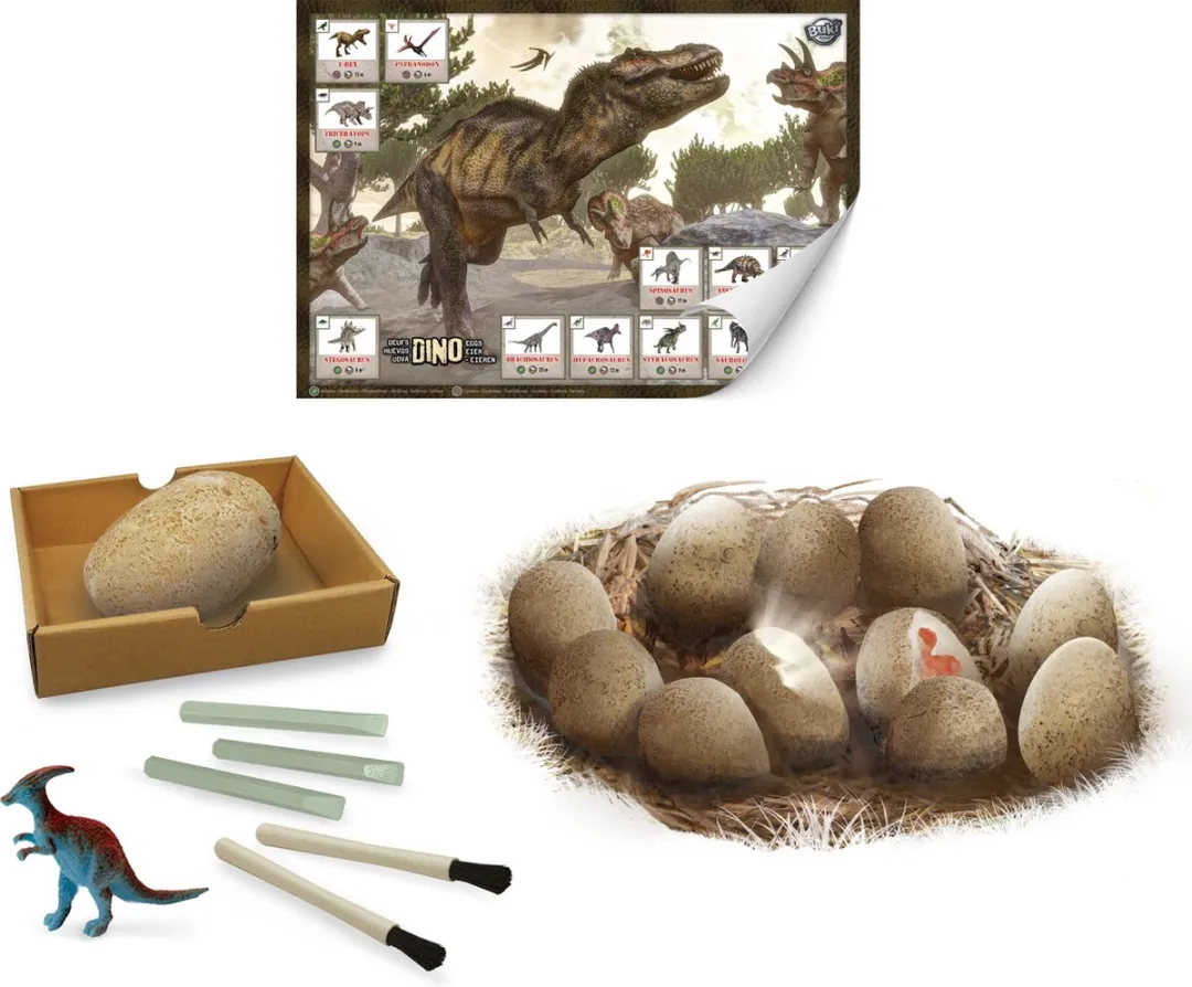 Buki France Dino Eieren Maxi Uitgraafset - 12 Stukken - Meerkleurig