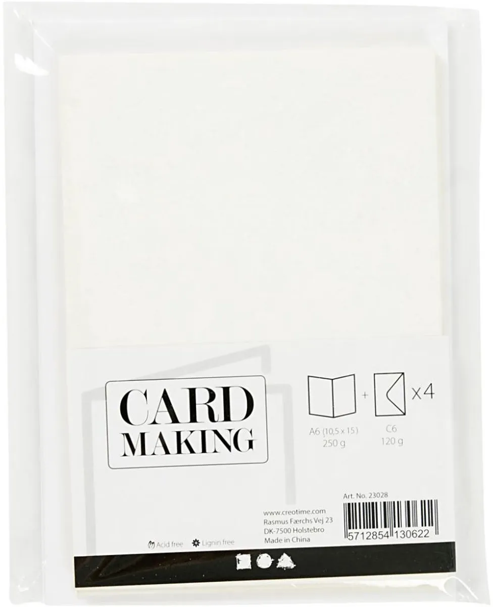 Creativ Company Kaarten & Enveloppen A6 Glitter Wit - 4 Stuks