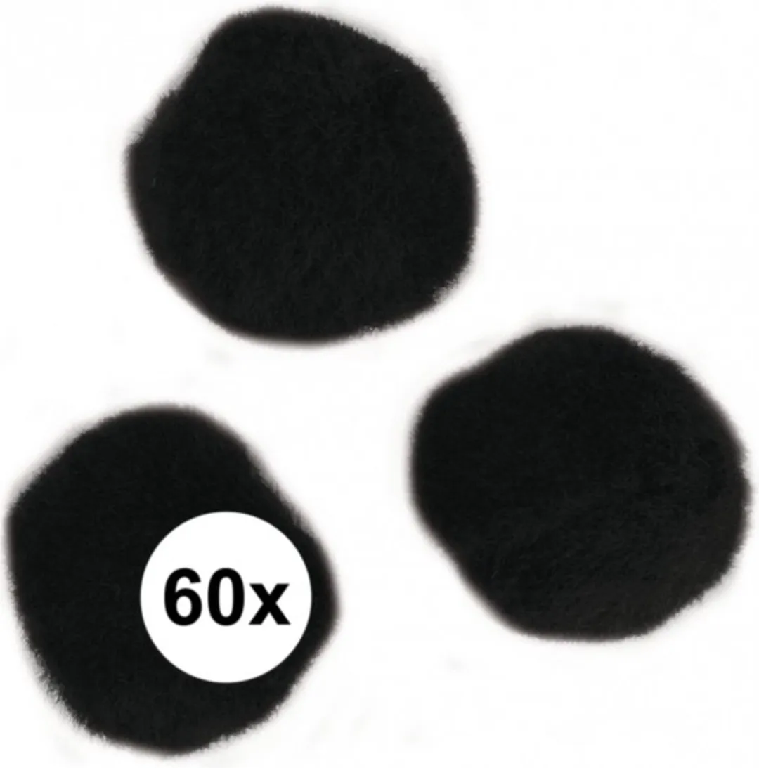 Rayher Hobby Pompons 15mm - Zwart - 60 Stuks