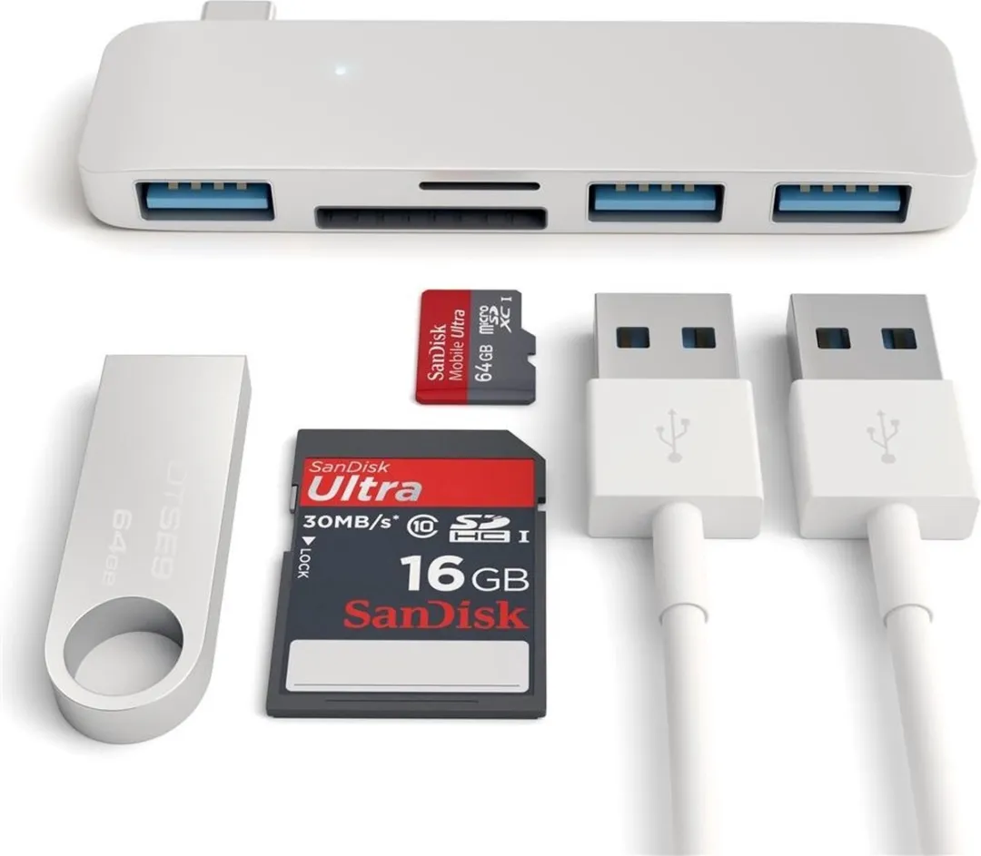 Satechi SAT05382 Type-C USB Hub - 3 Poorten - Zilver