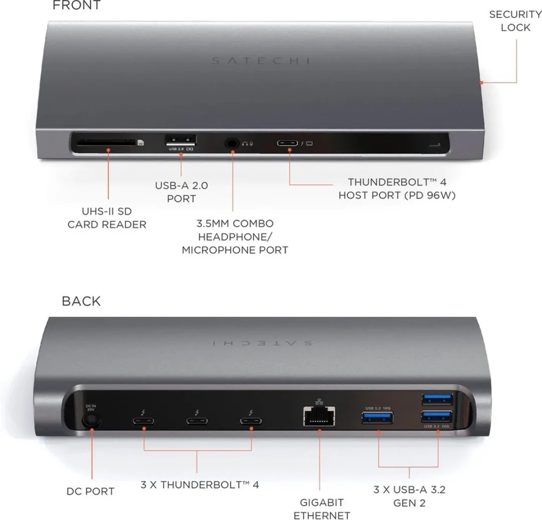 Satechi ST-UCT4DM Thunderbolt 4 Dock - Space Grey