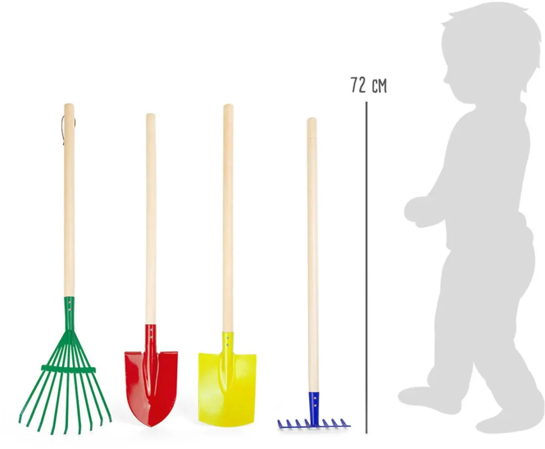 Small Foot Houten Kinder Tuingereedschap 4-delig - Multicolor