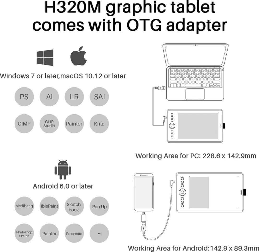 Huion LCD Tekenbord - Rood/Zwart